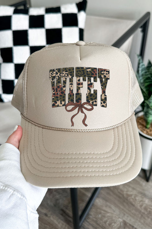 Hunting Wifey Ribbon Otto Khaki Foam Front Trucker Hat