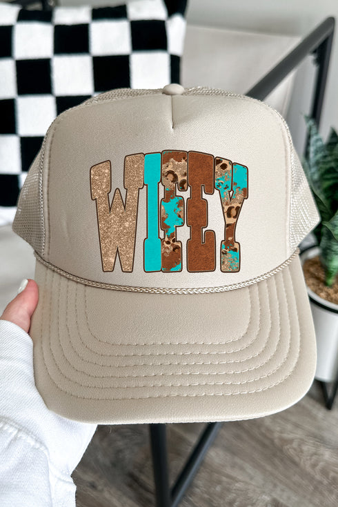 Leopard Love Wifey Otto Khaki Foam Front Trucker Hat