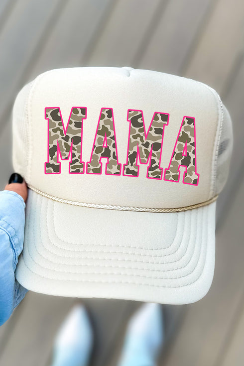 Pink Mama Camo Otto Khaki Foam Front Trucker Hat