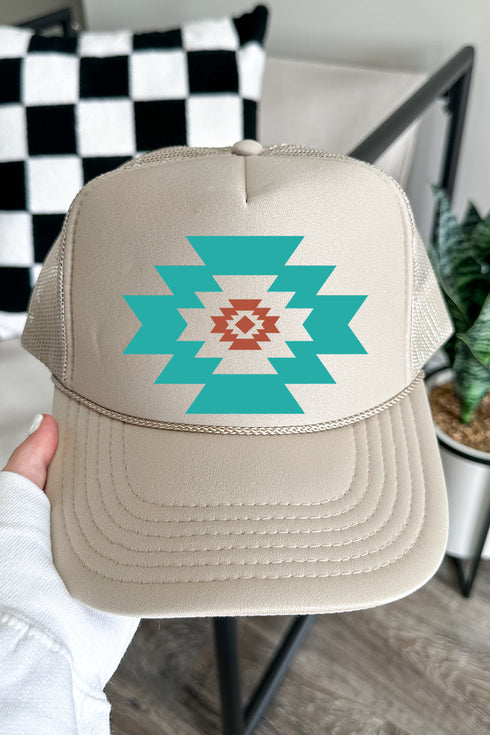 Punchy Aztec Otto Khaki Foam Front Trucker Hat