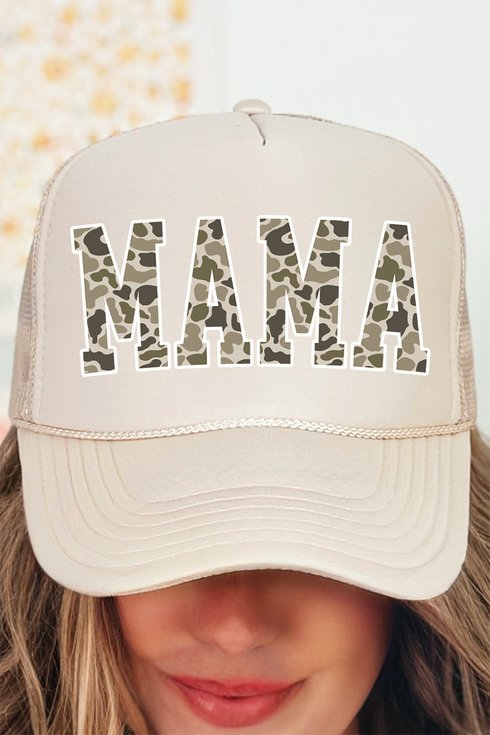 White Mama Camo Otto Khaki Foam Front Trucker Hat
