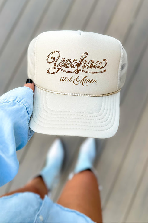 Yeehaw & Amen Otto Khaki Foam Front Trucker Hat