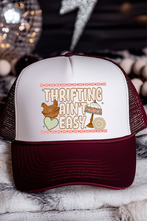 Thrifting Ain't Easy Otto Maroon with White Foam Front Trucker Hat