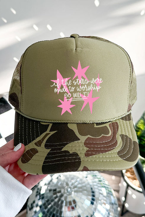 Made To Worship Otto Camo with Moss Green Foam Front Trucker Hat