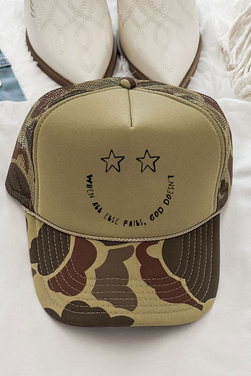 Star Eyes God Never Fails Otto Foam Front Trucker Hat