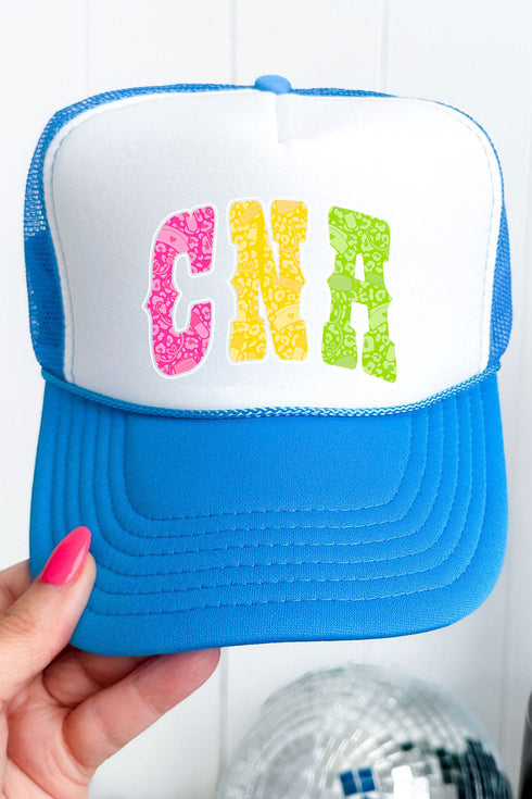 CNA Neon Care Crew Otto Neon Blue with White Foam Front Trucker Hat