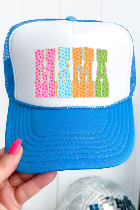 Galaxy Mama Otto Neon Blue with White Foam Front Trucker Hat
