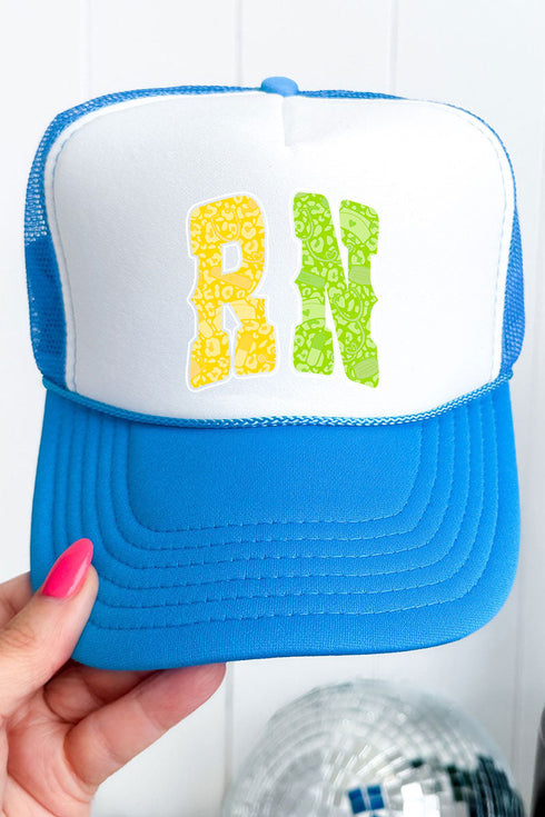 RN Neon Care Crew Otto Neon Blue with White Foam Front Trucker Hat