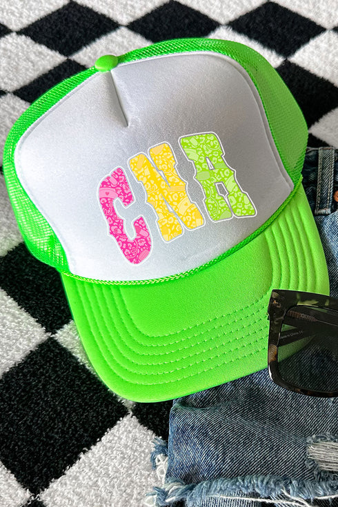 CNA Neon Care Crew Otto Neon Green with White Foam Front Trucker Hat