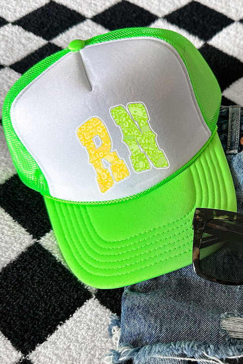RN Neon Care Crew Otto Neon Green with White Foam Front Trucker Hat