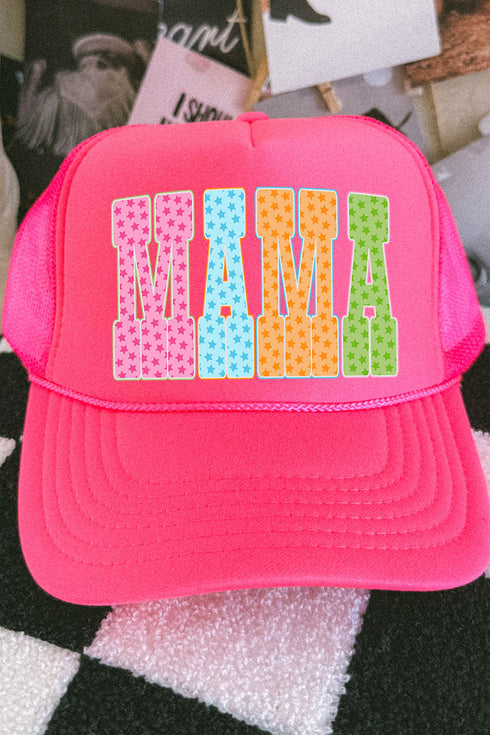 Galaxy Mama Otto Neon Pink Foam Front Trucker Hat