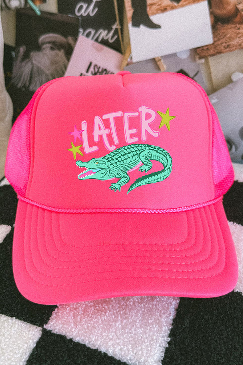 Pink Later Gator Otto Neon Pink Foam Front Trucker Hat
