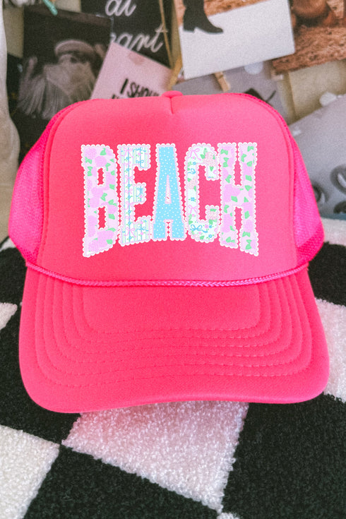 Seaside Lace Series Otto Neon Pink Foam Front Trucker Hat