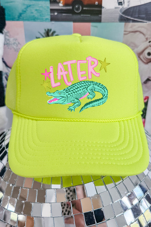 Pink Later Gator Otto Neon Yellow Foam Front Trucker Hat