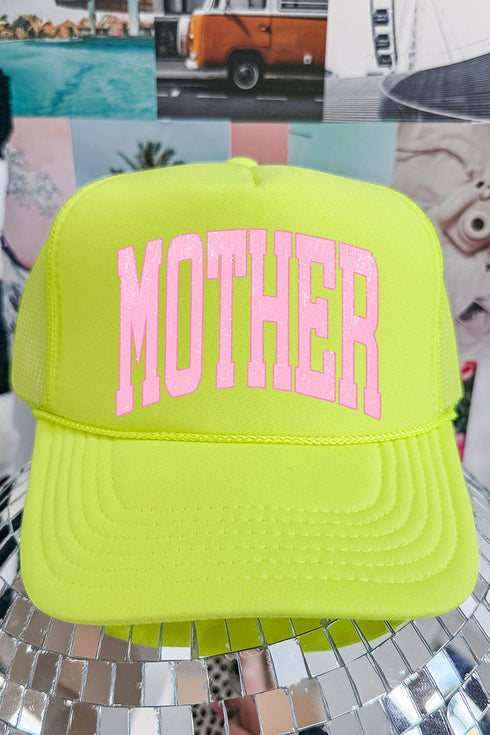 Pretty In Pink Mother Otto Neon Yellow Foam Front Trucker Hat