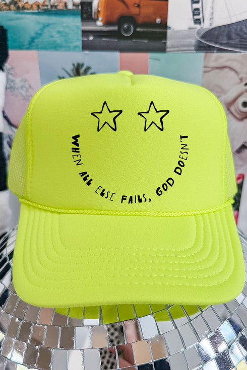 Star Eyes God Never Fails Otto Foam Front Trucker Hat