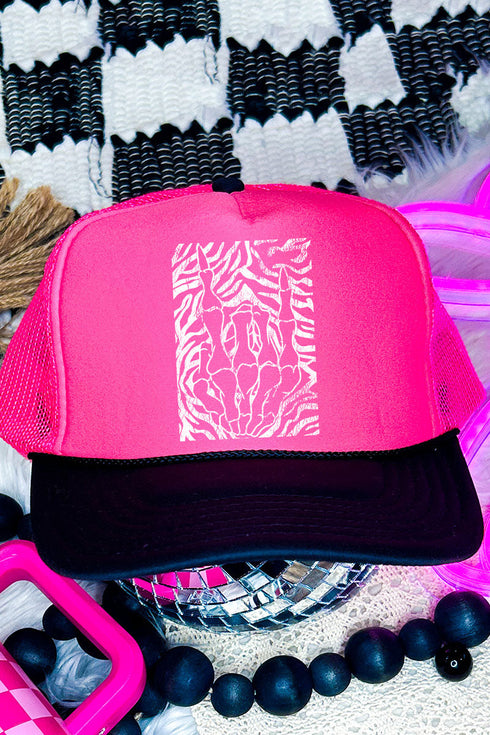 Skelly Hand Otto Black with Neon Pink Foam Front Trucker Hat