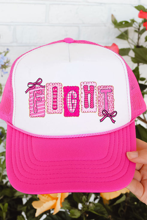 Pretty, Powerful, Pink Fight Otto Neon Pink with White Foam Front Trucker Hat