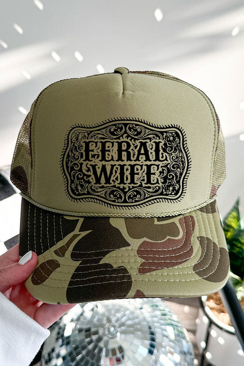 Belt Buckle Feral Wife Otto Foam Front Trucker Hat