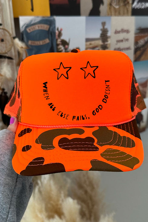 Star Eyes God Never Fails Otto Foam Front Trucker Hat