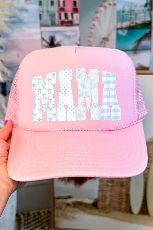 Bow And Blue Mama Otto Pink Foam Front Trucker Hat