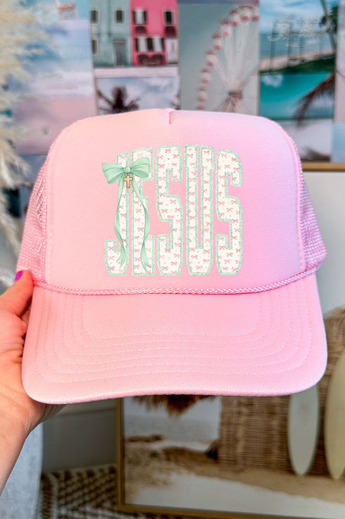 Coquette Cross Jesus Otto Pink Foam Front Trucker Hat