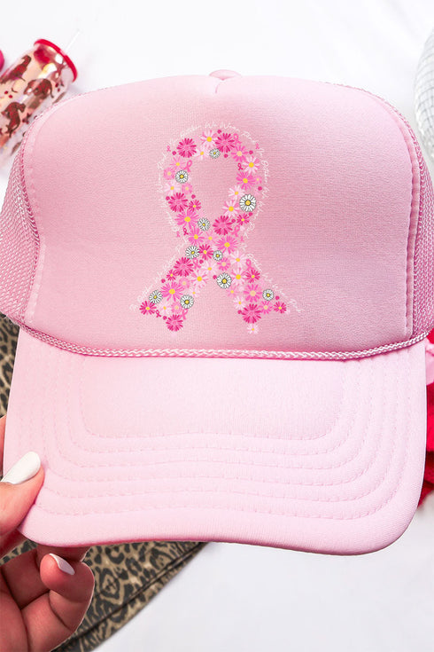 Floral In October We Fight Ribbon Otto Pink Foam Front Trucker Hat