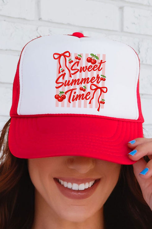 Cherry Sweet Summer Time Otto Red with White Foam Front Trucker Hat