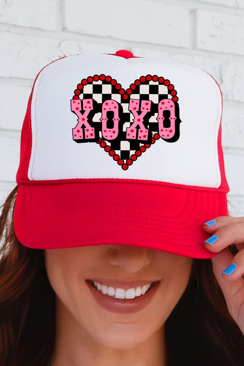 Rockabilly XOXO Otto Red with White Foam Front Trucker Hat