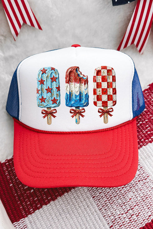 Painted Patriotic Popsicles Otto Red, White, & Blue Mid Profile Trucker Hat