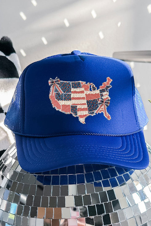 Faux Patchwork USA Map Otto Royal Foam Front Trucker Hat