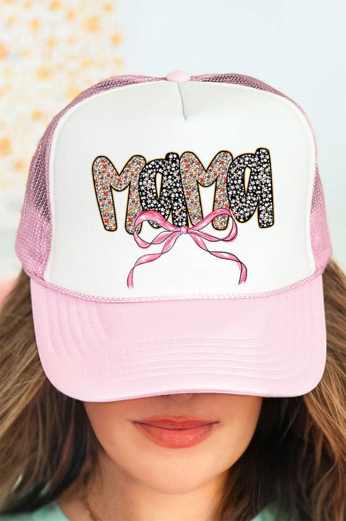 Bubble Mama Ribbon Otto Soft Pink with White Foam Front Trucker Hat