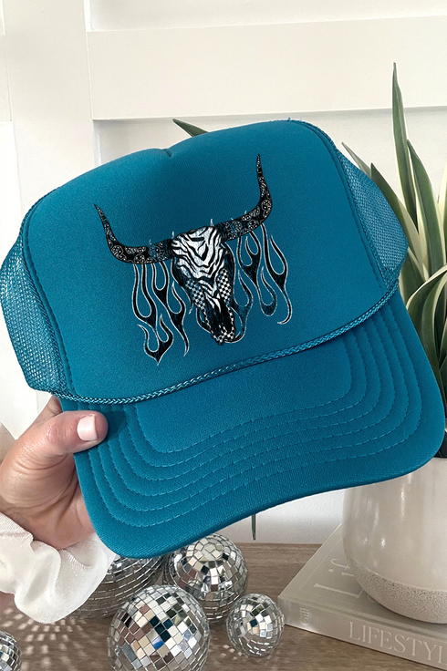 Smokin' Steer Otto Turquoise Foam Front Trucker Hat