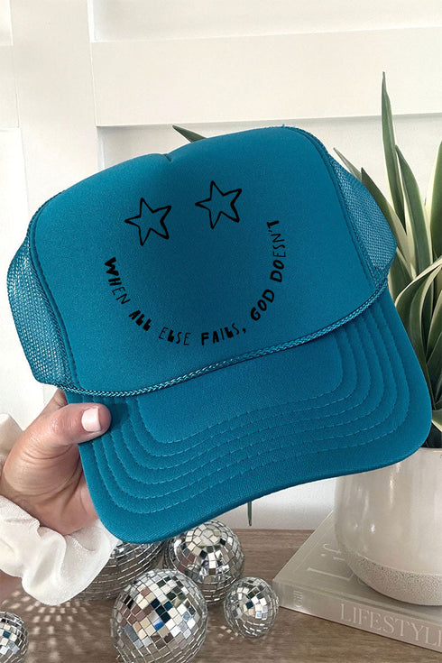 Star Eyes God Never Fails Otto Foam Front Trucker Hat