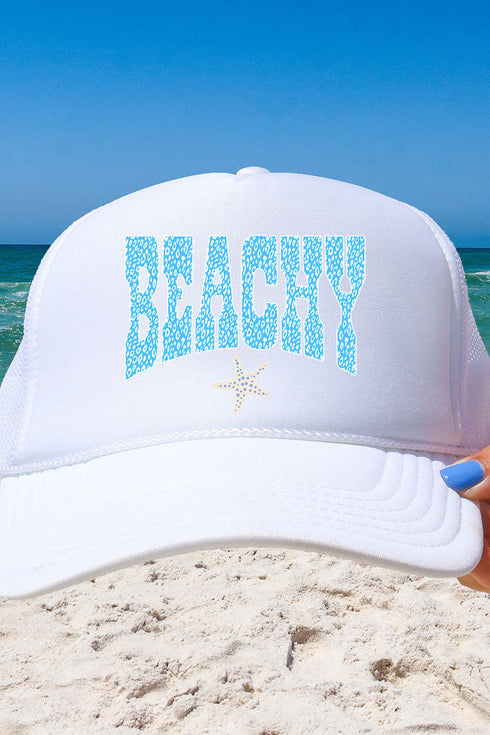 Coastal Beachy Leopard Otto White Foam Front Trucker Hat