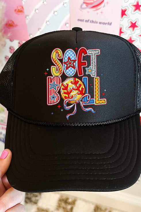 All Things Softball Doodle Otto Black Foam Front Trucker Hat