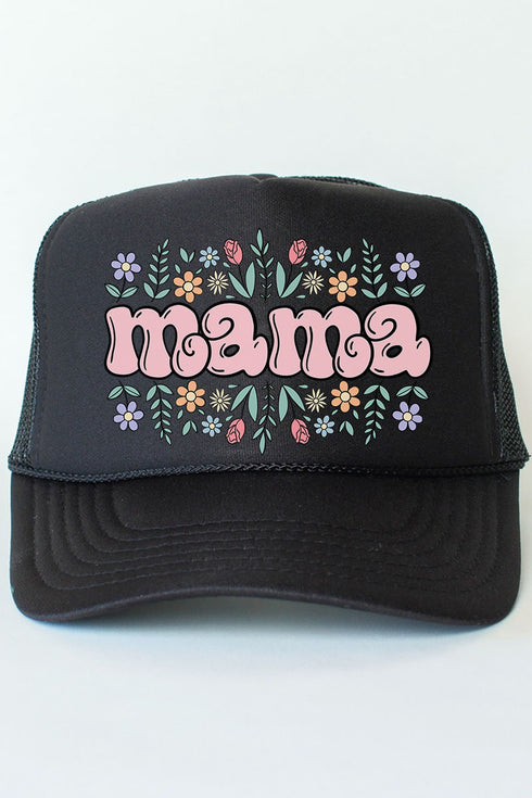 Floral Bubble Mama Otto Black Foam Front Trucker Hat