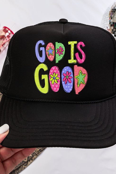 Doodle God Is Good Otto Black Foam Front Trucker Hat