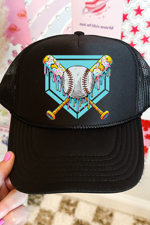 Drippy Baseball Home Plate Otto Black Foam Front Trucker Hat