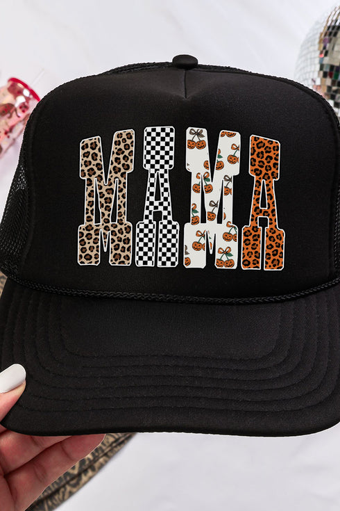 Fall Printed Mama Otto Black Foam Front Trucker Hat