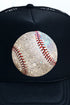 Faux Glitter Baseball Otto Black Foam Front Trucker Hat