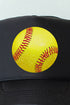 Faux Glitter Softball Otto Black Foam Front Trucker Hat