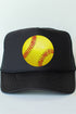 Faux Glitter Softball Otto Black Foam Front Trucker Hat