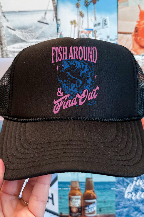 Fish Around & Find Out Otto Black Foam Front Trucker Hat