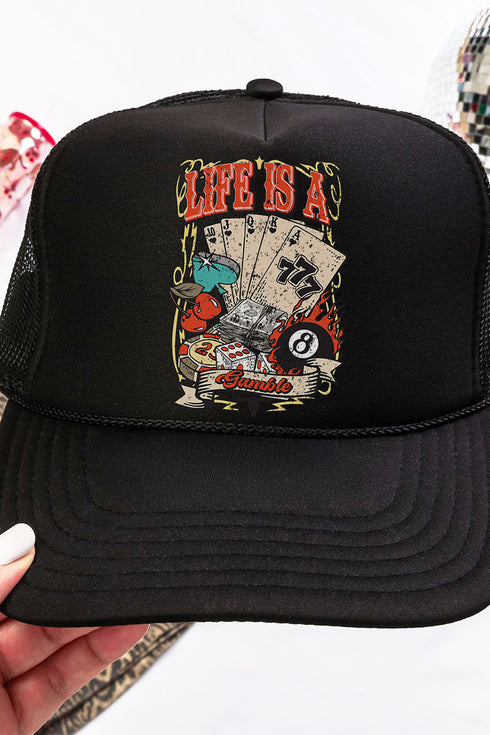 Life Is A Gamble Otto Black Foam Front Trucker Hat