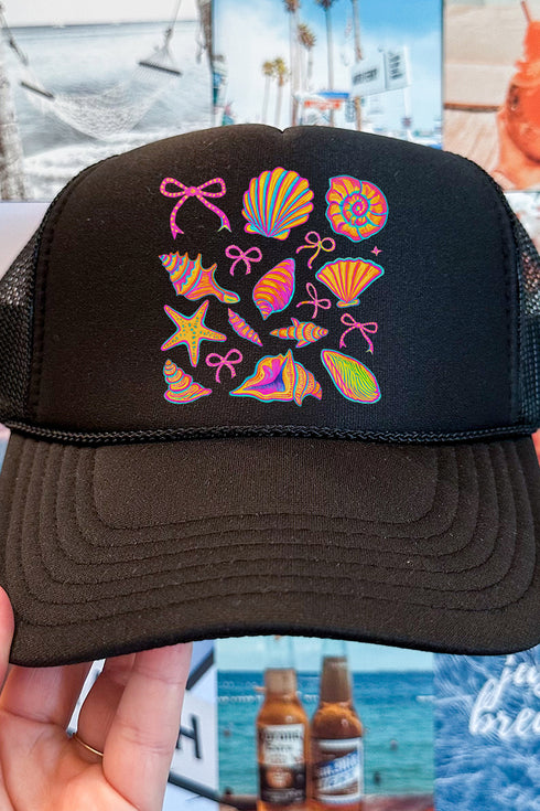 Neon By The Sea Otto Black Foam Front Trucker Hat