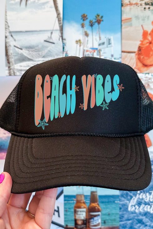 Retro Beach Vibes Otto Black Foam Front Trucker Hat