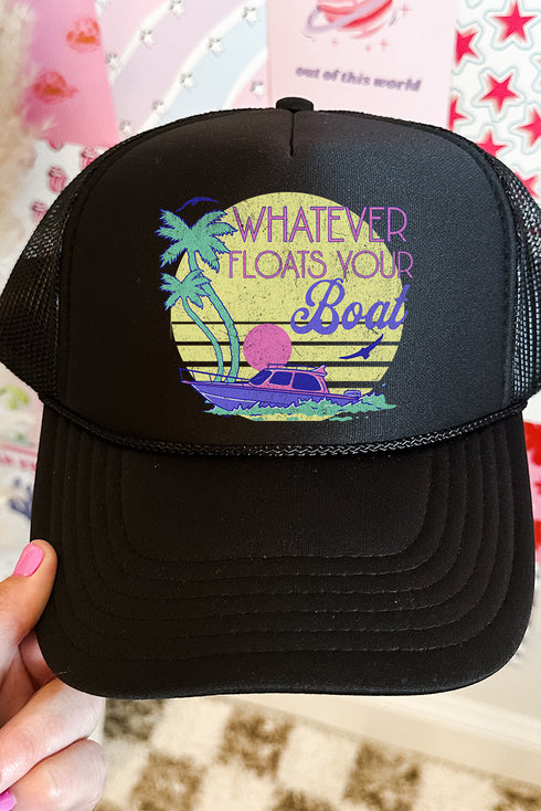 Retro Whatever Floats Your Boat Otto Black Foam Front Trucker Hat