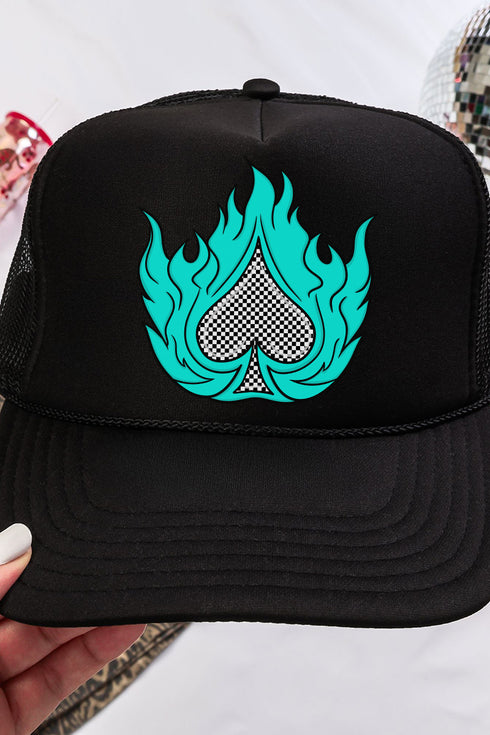 Spade In Flames Otto Black Foam Front Trucker Hat