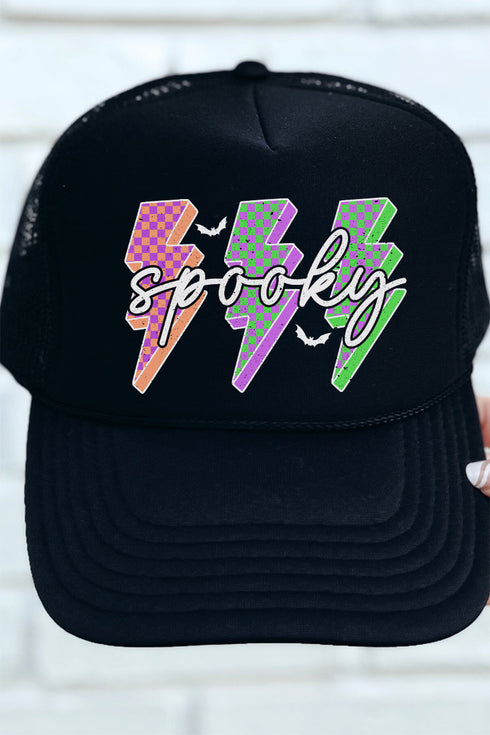 Spooky Neon Lightning Otto Black Foam Front Trucker Hat